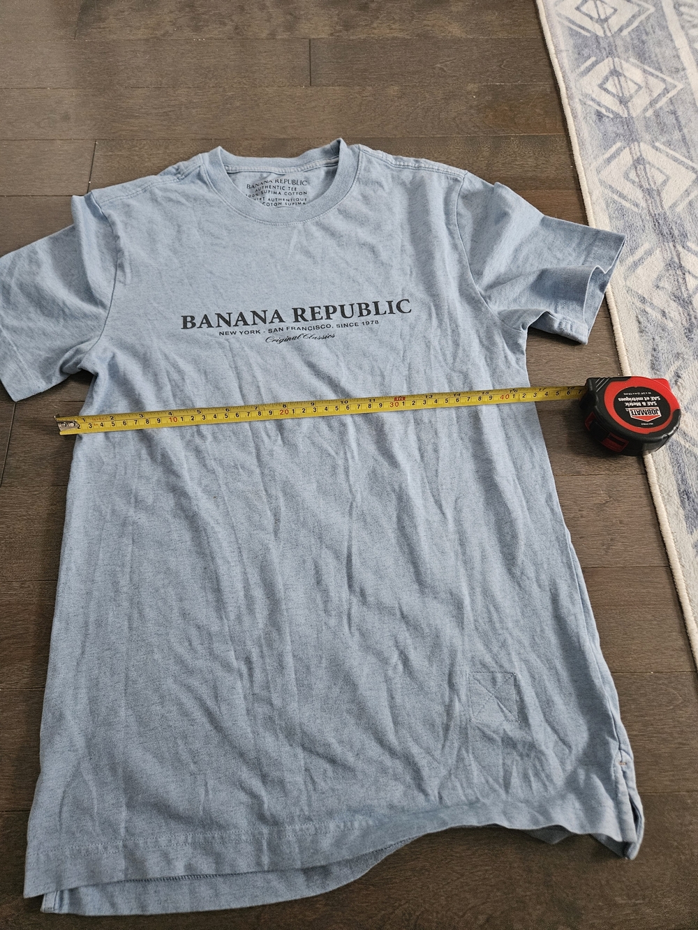 Banana Republic Men's Pale Blue Logo Crew Tee
